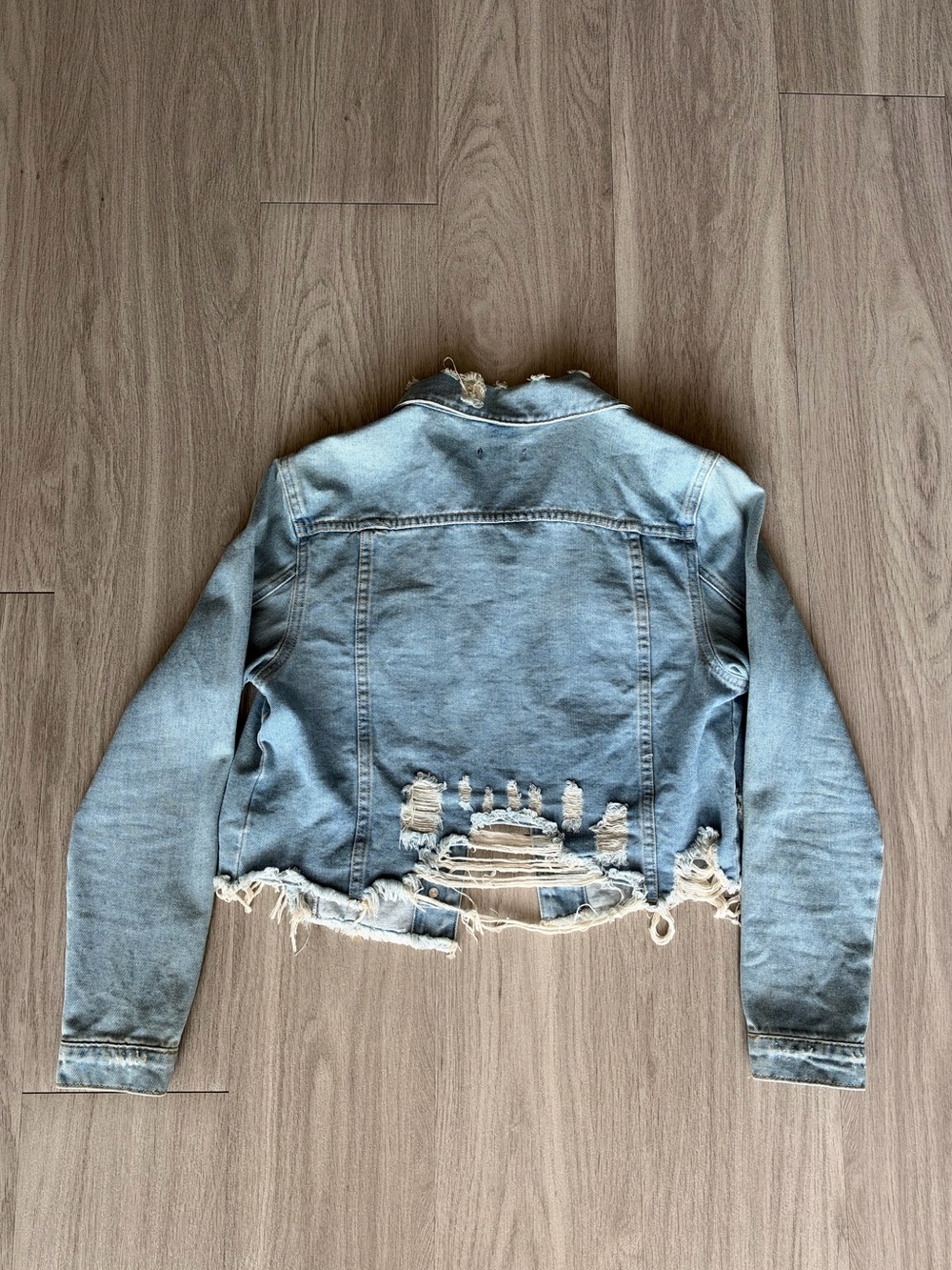 Distressed Cropped Denim Jacket - Picture 2 of 2